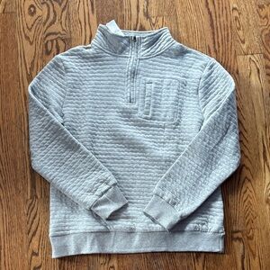 Hope and Henry Men's Light Gray Quilted Zip-Up Sweater